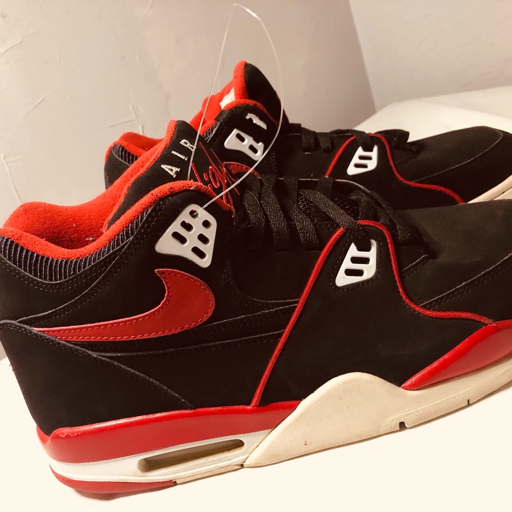 NIKE AIR FLIGHT 89 Black and Red High Top Shoes Retro DD1173-100 Mens Size 13